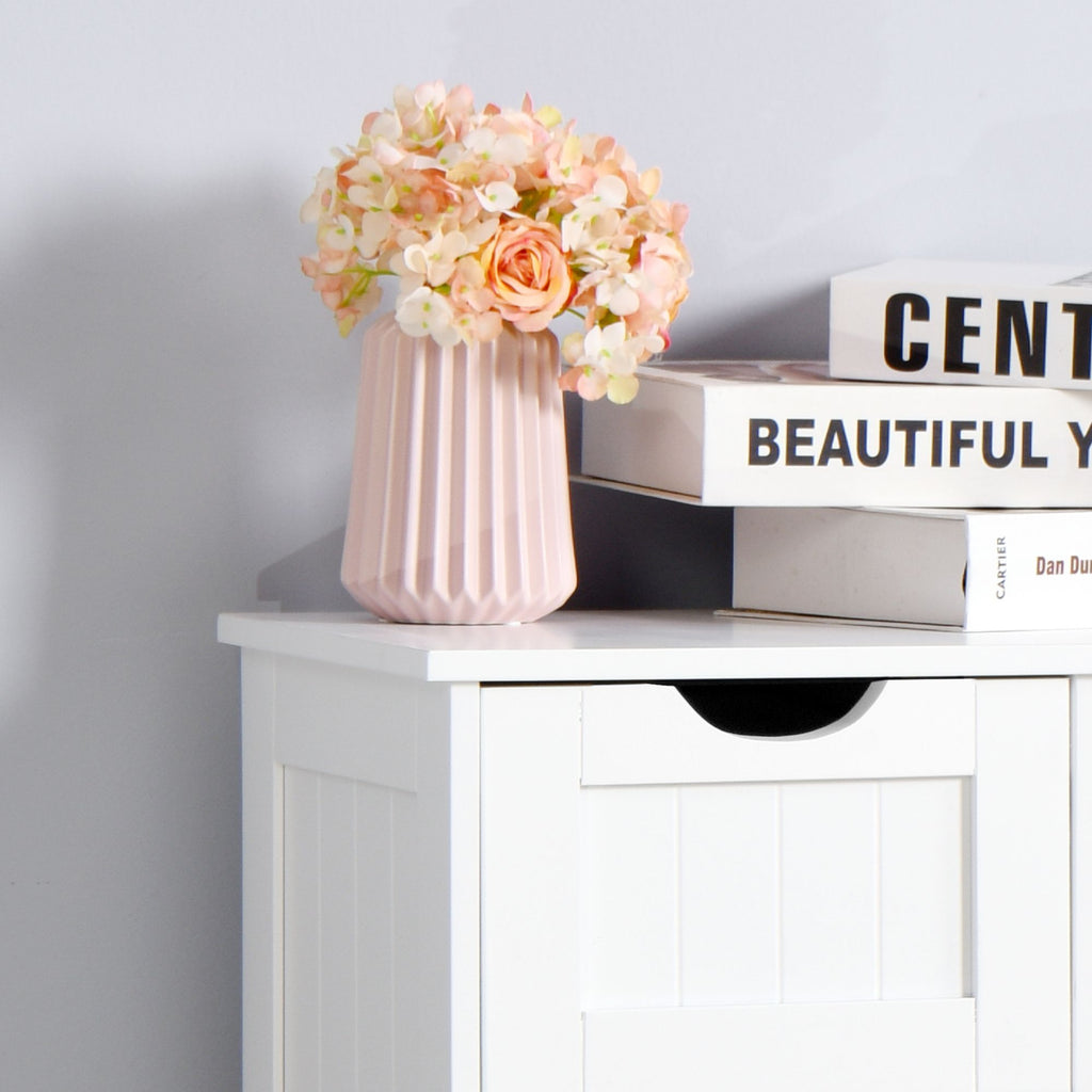 White Bathroom Storage Cabinet with Adjustable Shelf and 4 Drawers