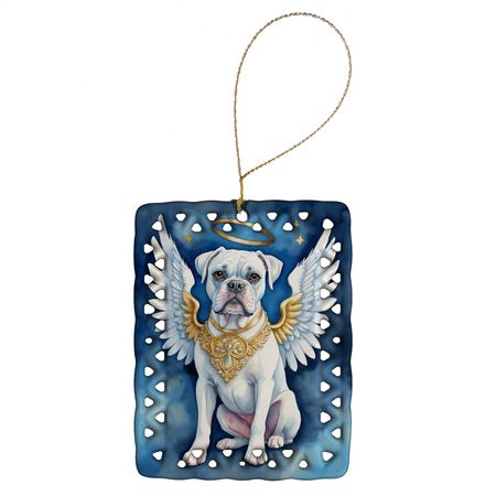 White Boxer My Angel Christmas Ornament