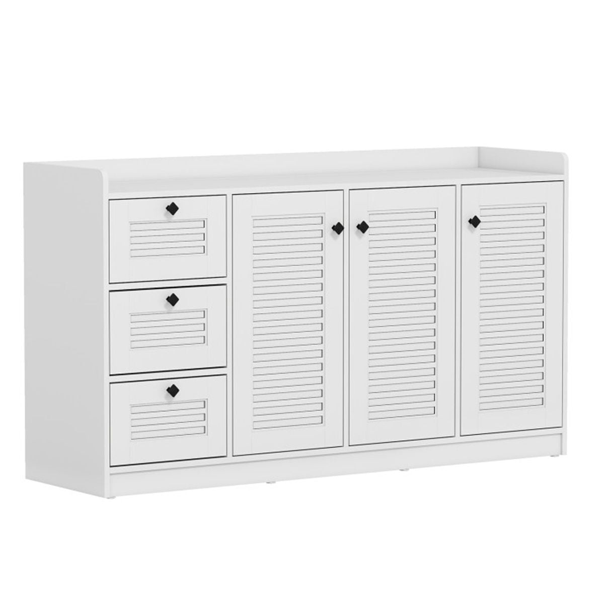 White Shutter-Door Buffet Sideboard with Drawers
