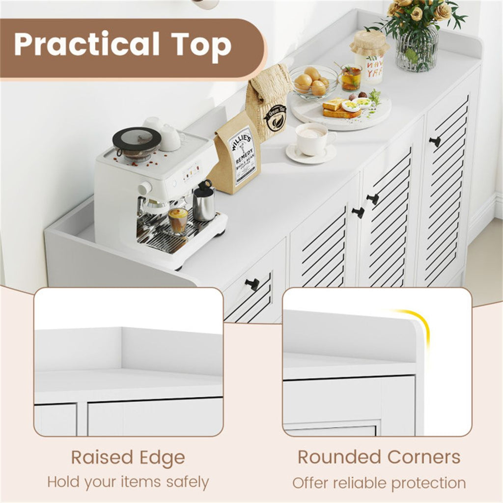 White Shutter-Door Buffet Sideboard with Drawers