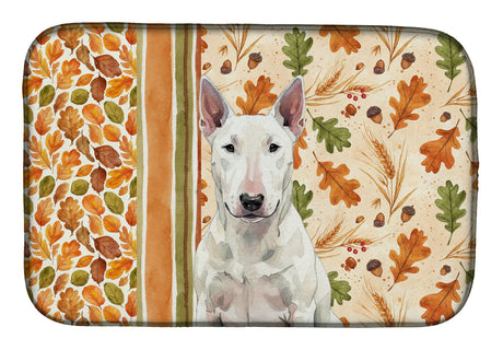 White Bull Terrier Heirloom Fall Dish-Drying Mat