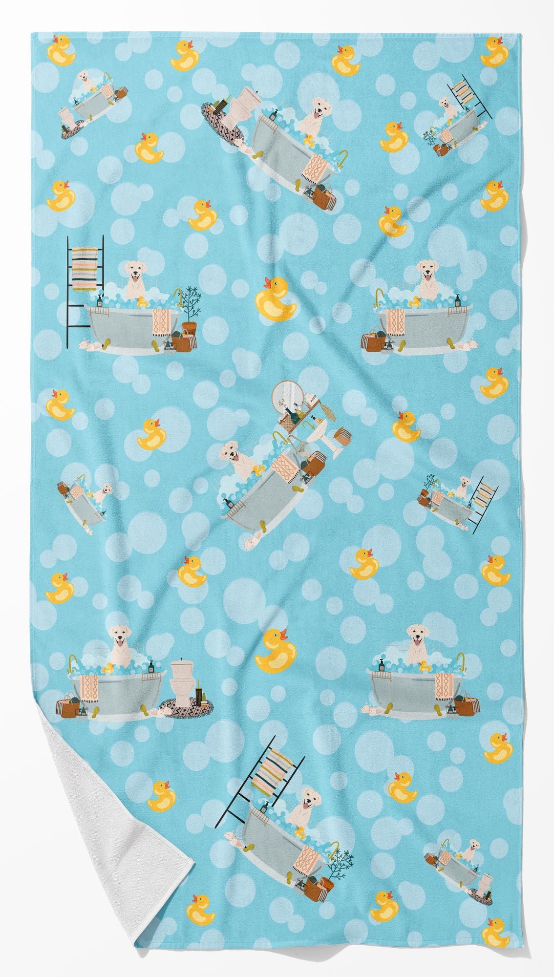 White and Cream Labrador Retriever Art Bath Towel
