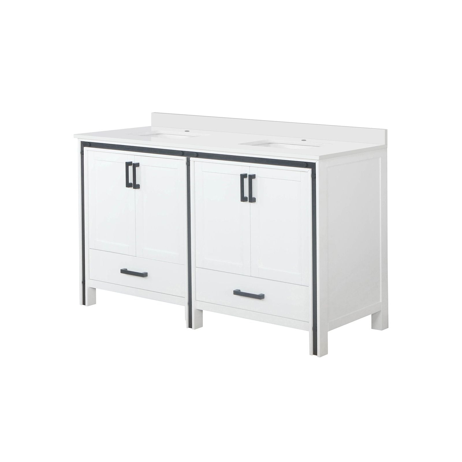 White Double Bath Vanity with Cultured Marble Top and Soft Close Drawers