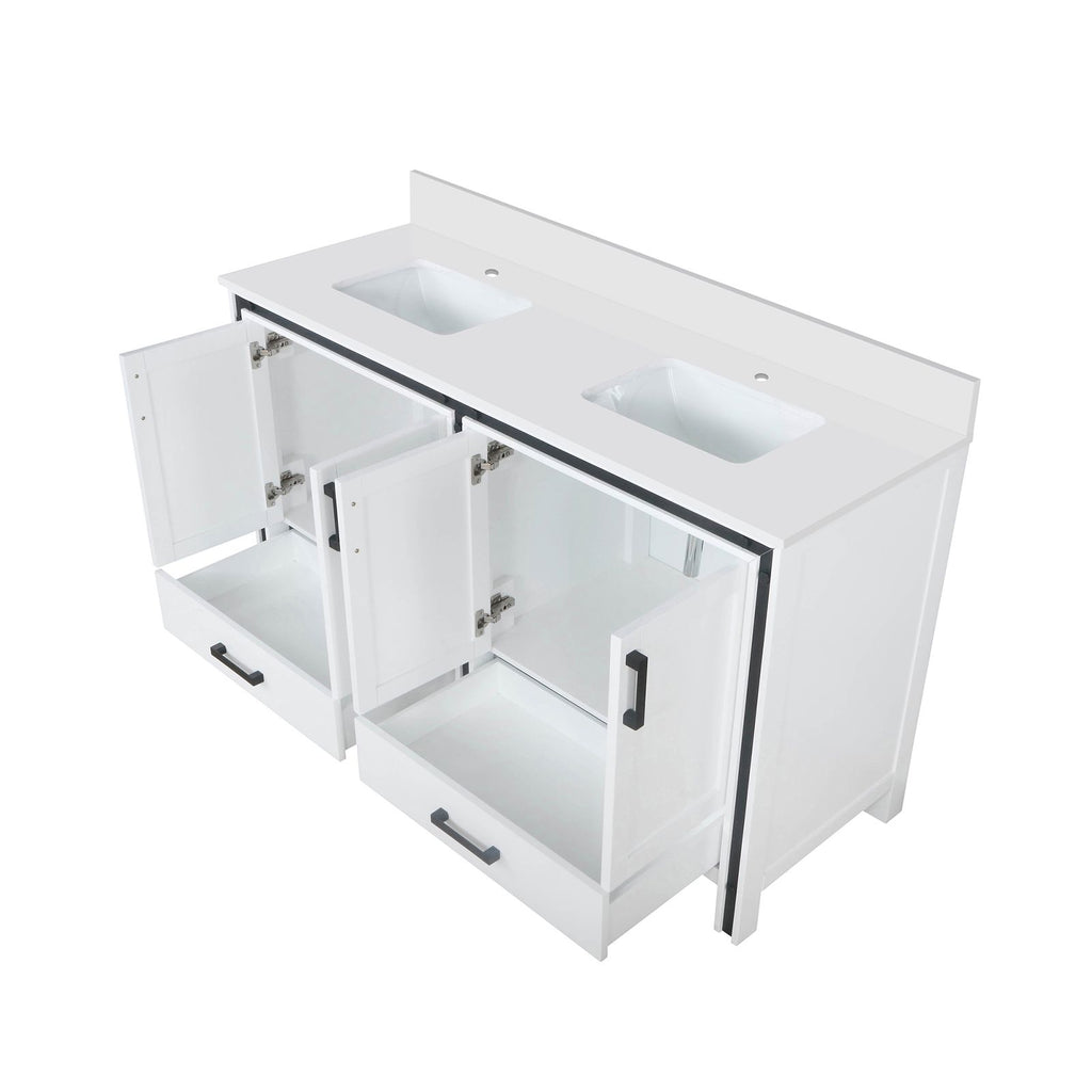 White Double Bath Vanity with Cultured Marble Top and Soft Close Drawers