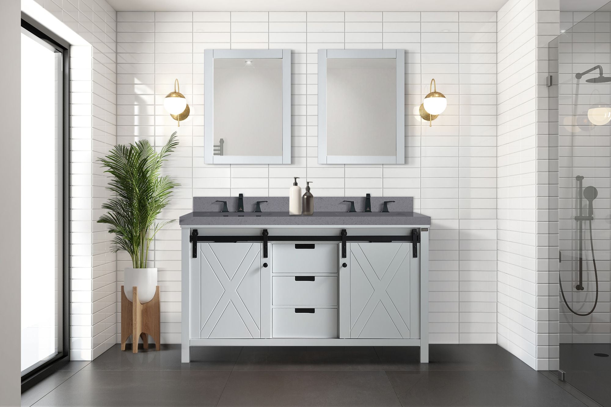 White Double Bath Vanity. – Soft-Close Drawers & Ample Storage