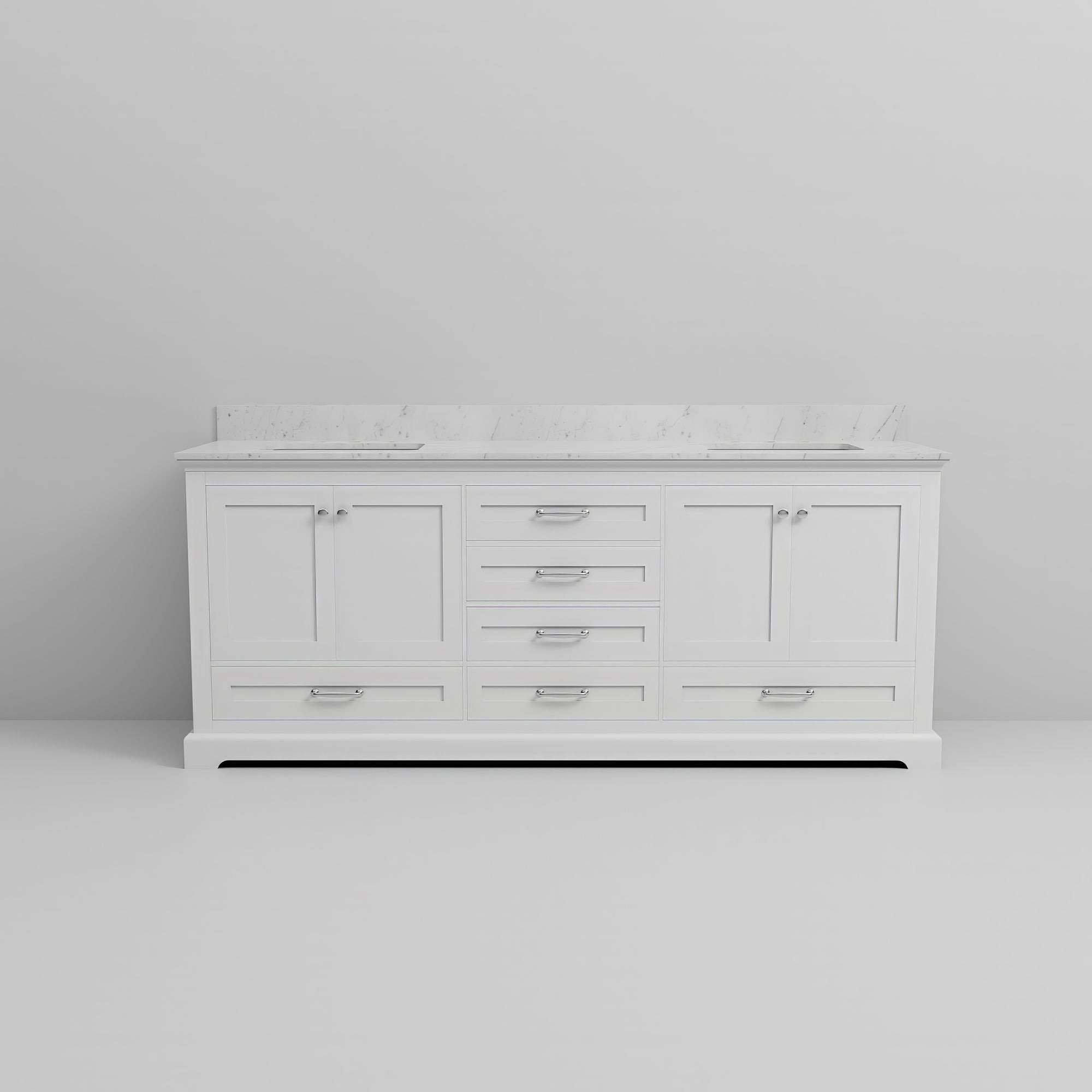 White Double Bath Vanity with Soft-Close Storage