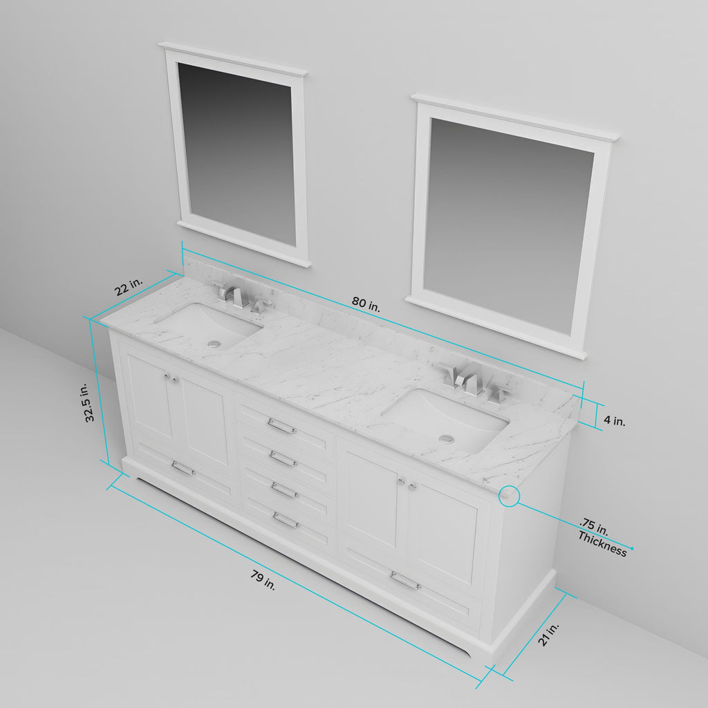 White Double Bath Vanity with Soft-Close Storage