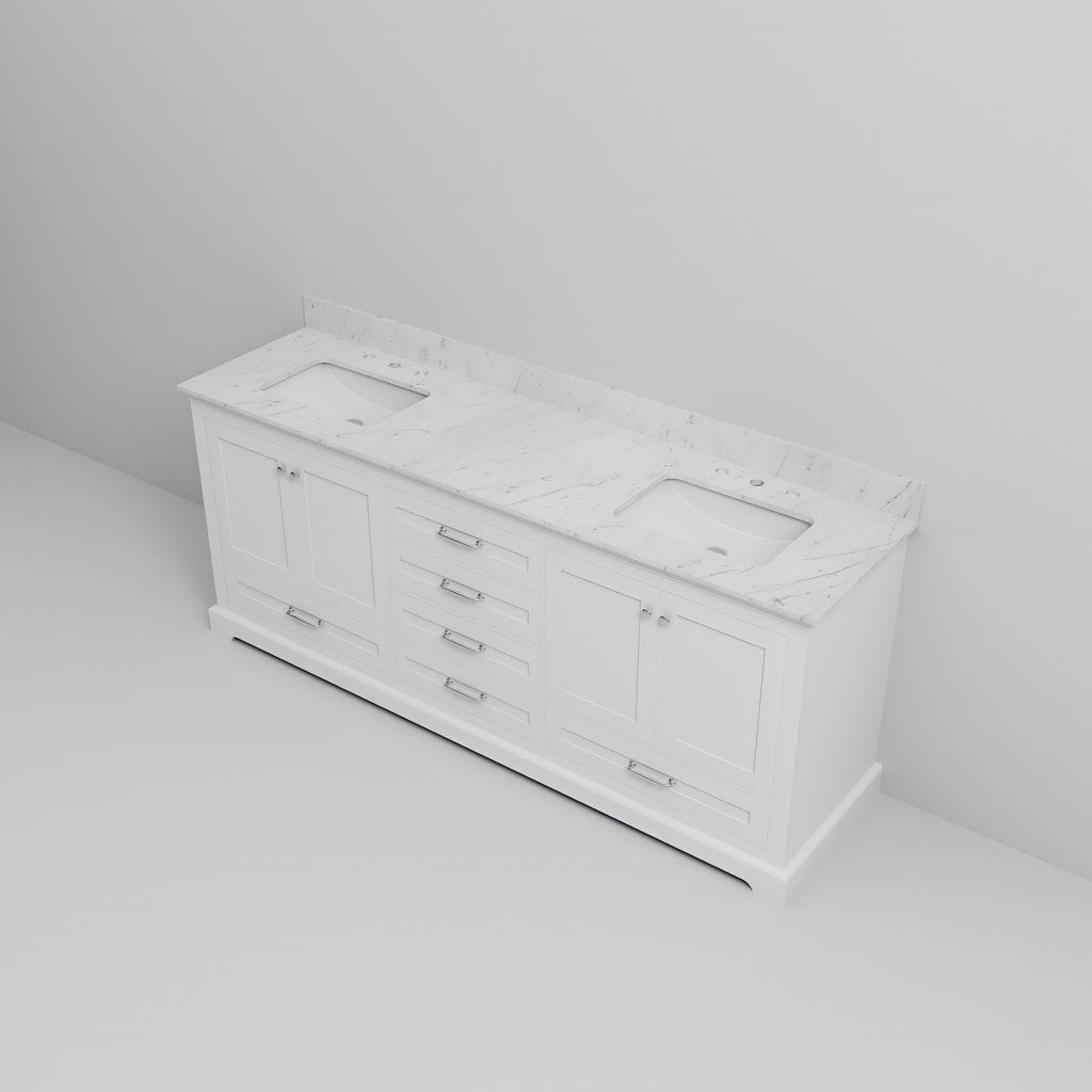 White Double Bath Vanity with Soft-Close Storage