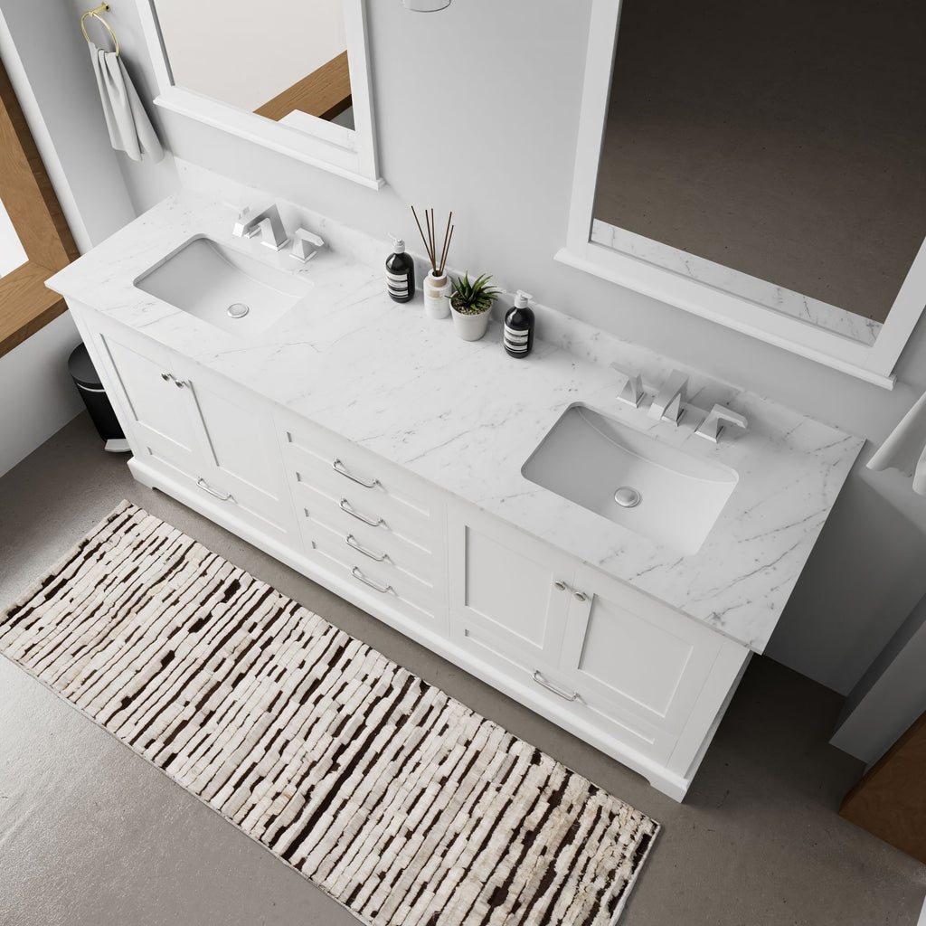 White Double Bath Vanity with Soft-Close Storage