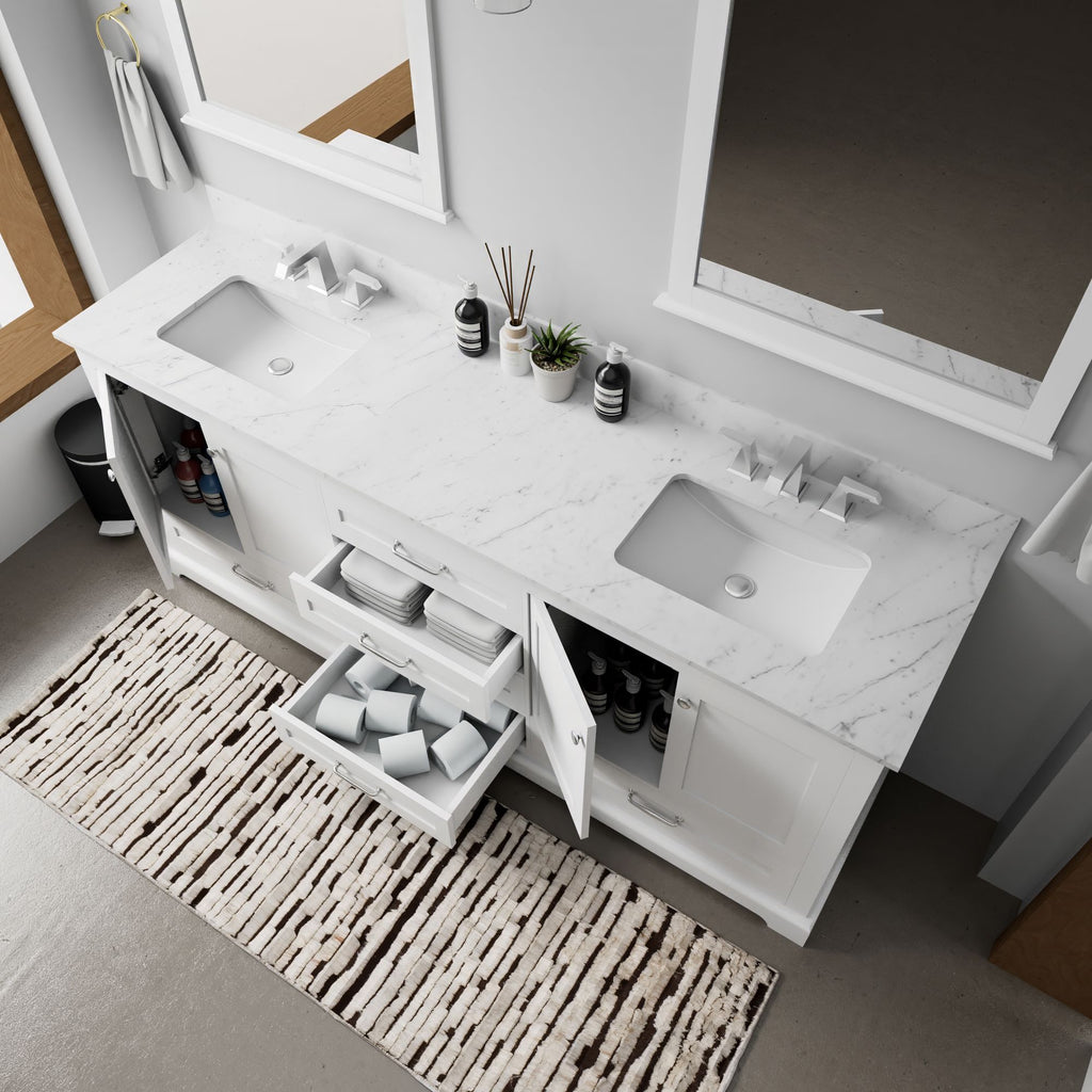 White Double Bath Vanity with Soft-Close Storage