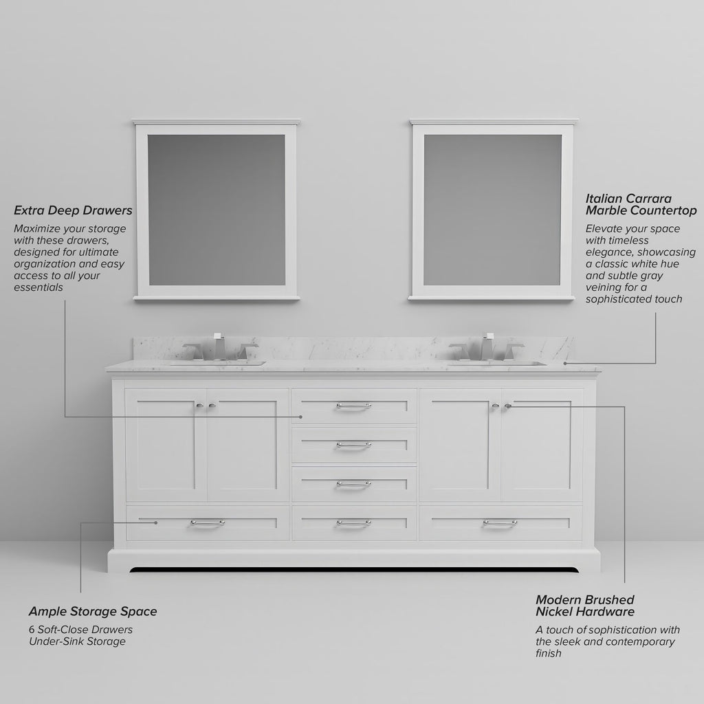 White Double Bath Vanity with Soft-Close Storage
