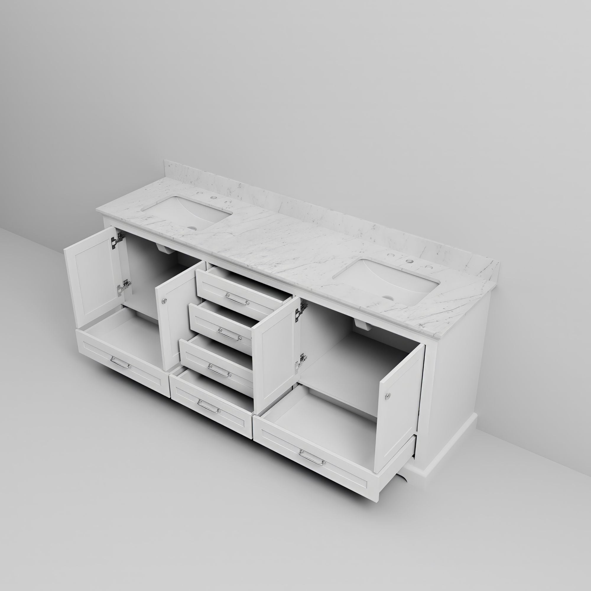 White Double Bath Vanity with Soft-Close Storage