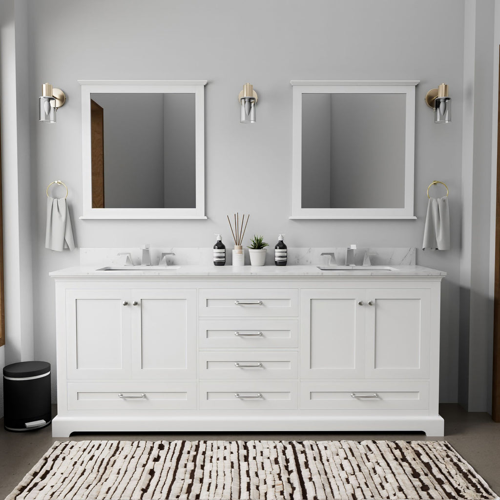White Double Bath Vanity with Soft-Close Storage