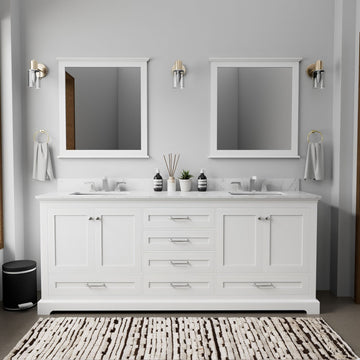 White Double Bath Vanity with Soft-Close Storage