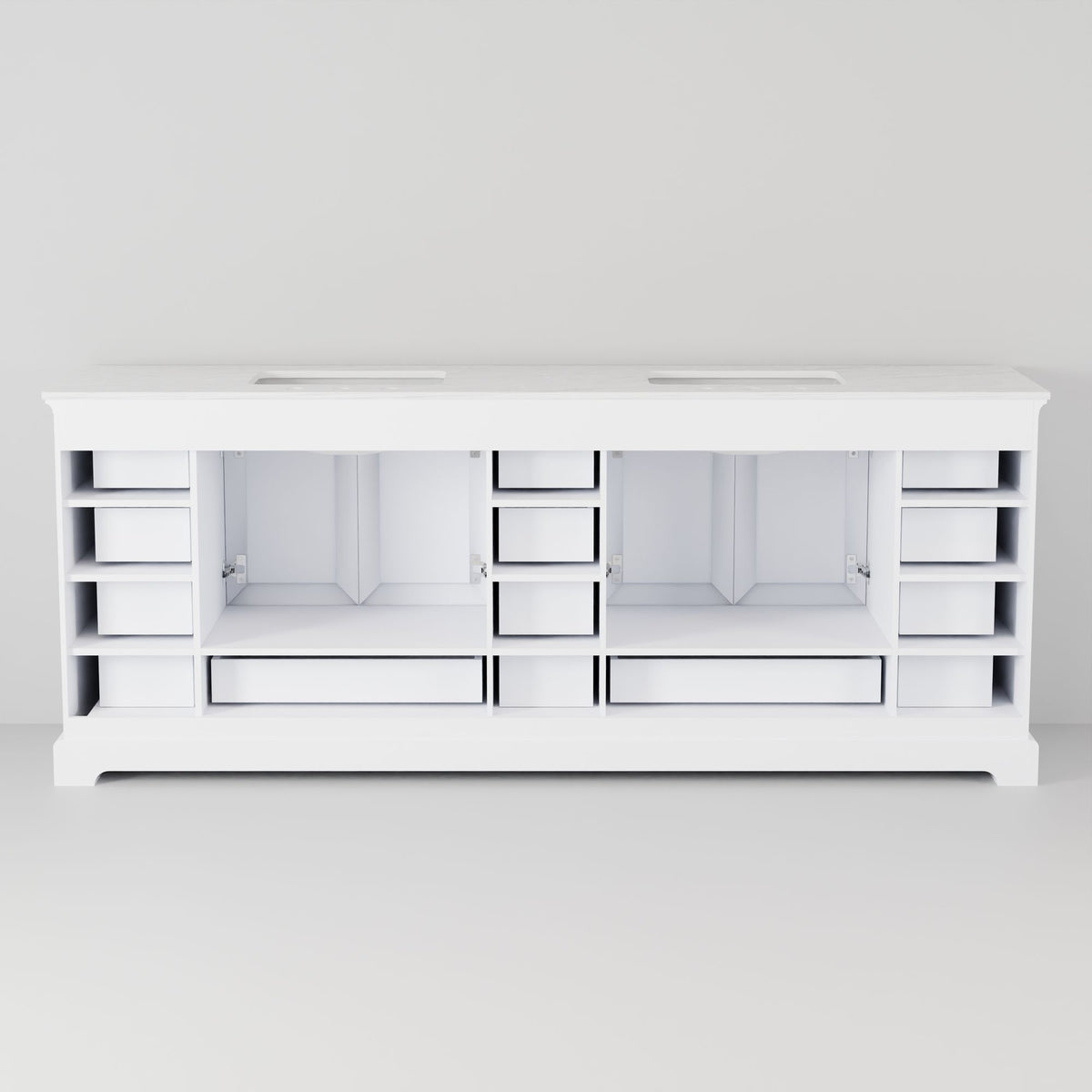 White Double Bath Vanity with Carrara Marble Top