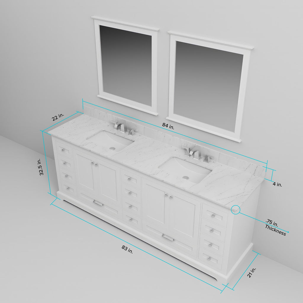 White Double Bath Vanity with Carrara Marble Top