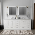 White Double Bath Vanity with Carrara Marble Top