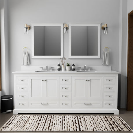 White Double Bath Vanity with Soft-Close Drawers and Ample Storage