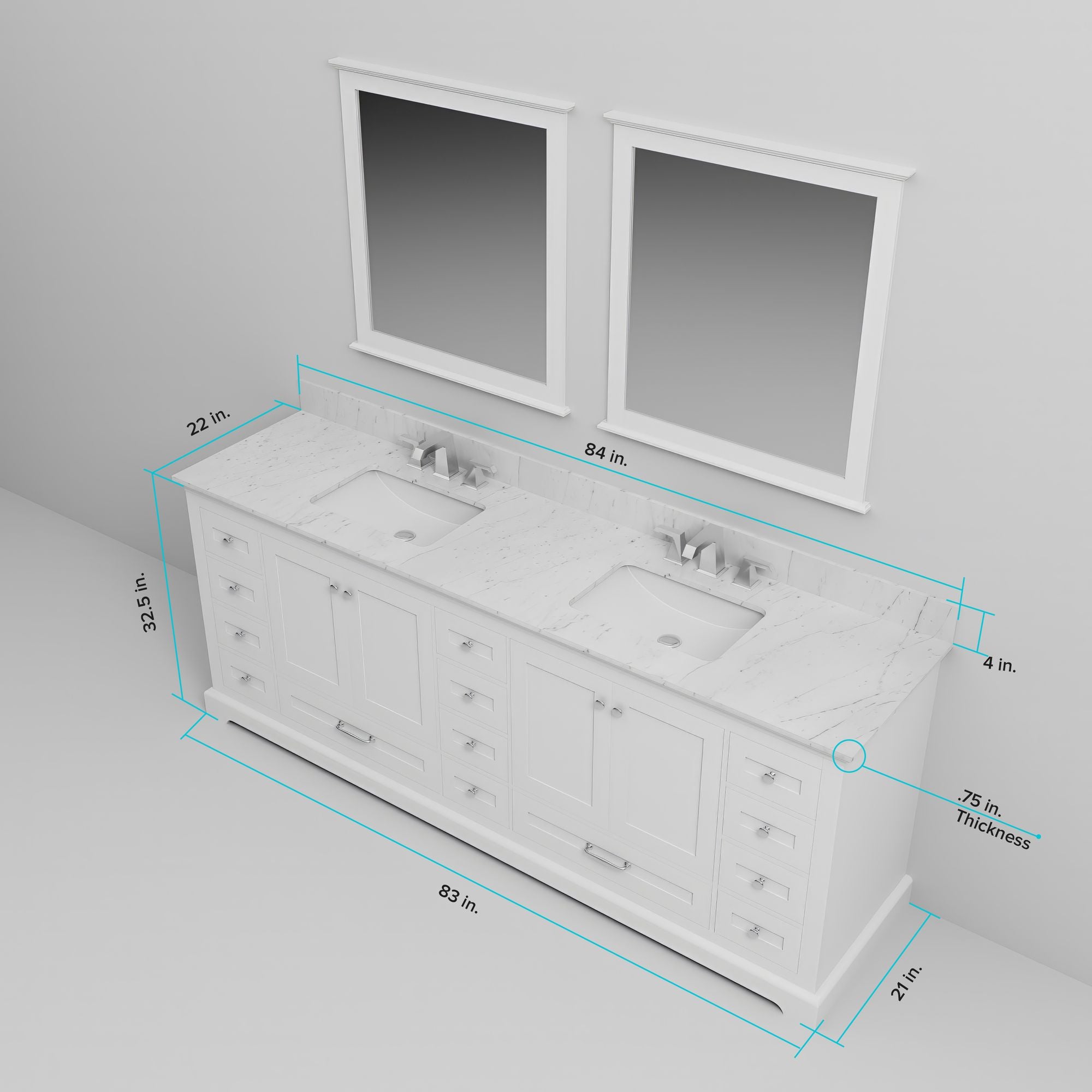 White Double Bath Vanity with Soft-Close Drawers and Ample Storage
