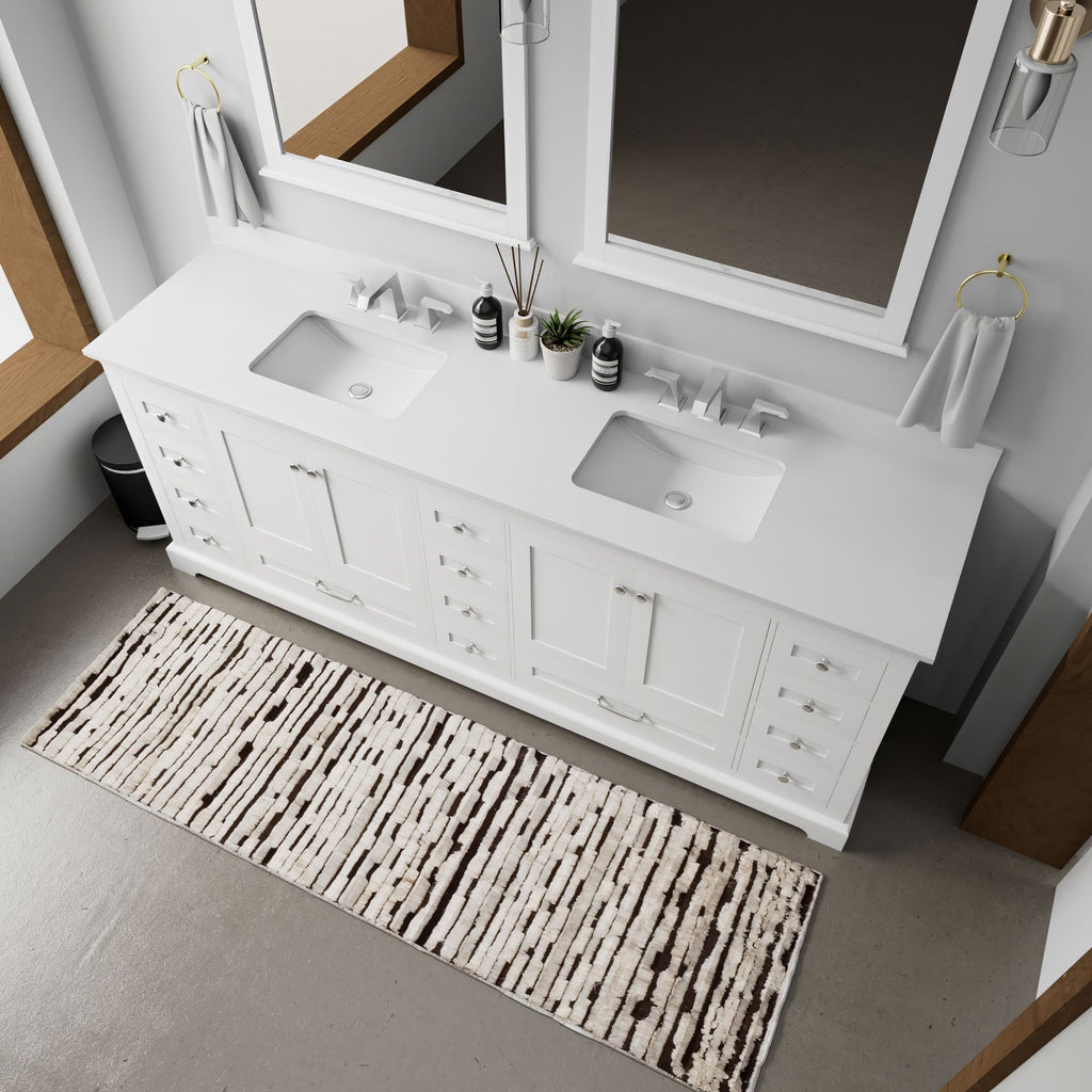 White Double Bath Vanity with Soft-Close Drawers and Ample Storage