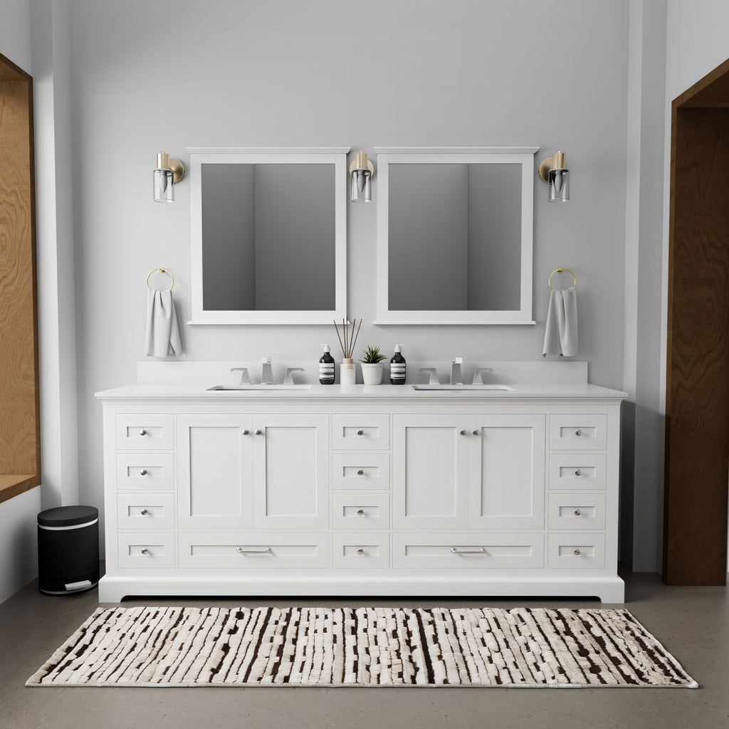 White Double Bath Vanity with Soft-Close Drawers and Ample Storage
