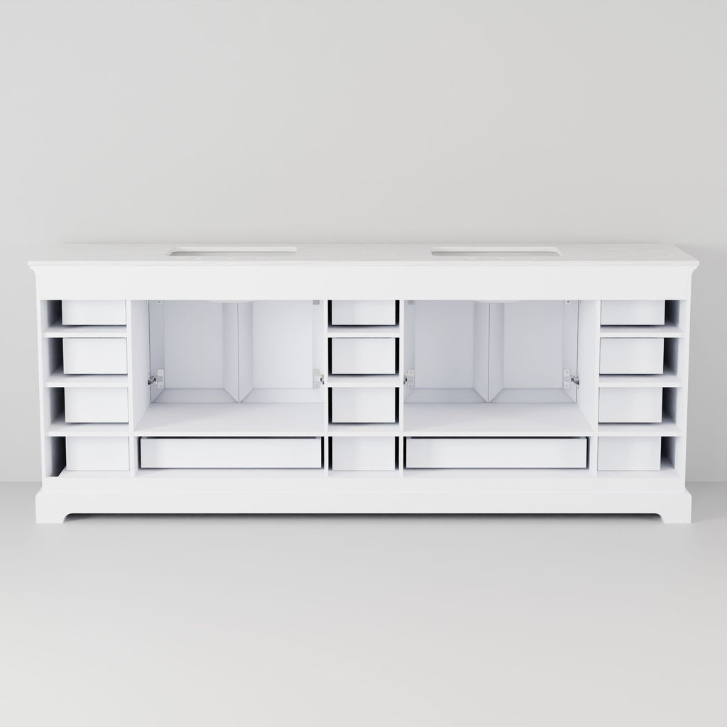 White Double Bath Vanity with Soft-Close Drawers and Ample Storage