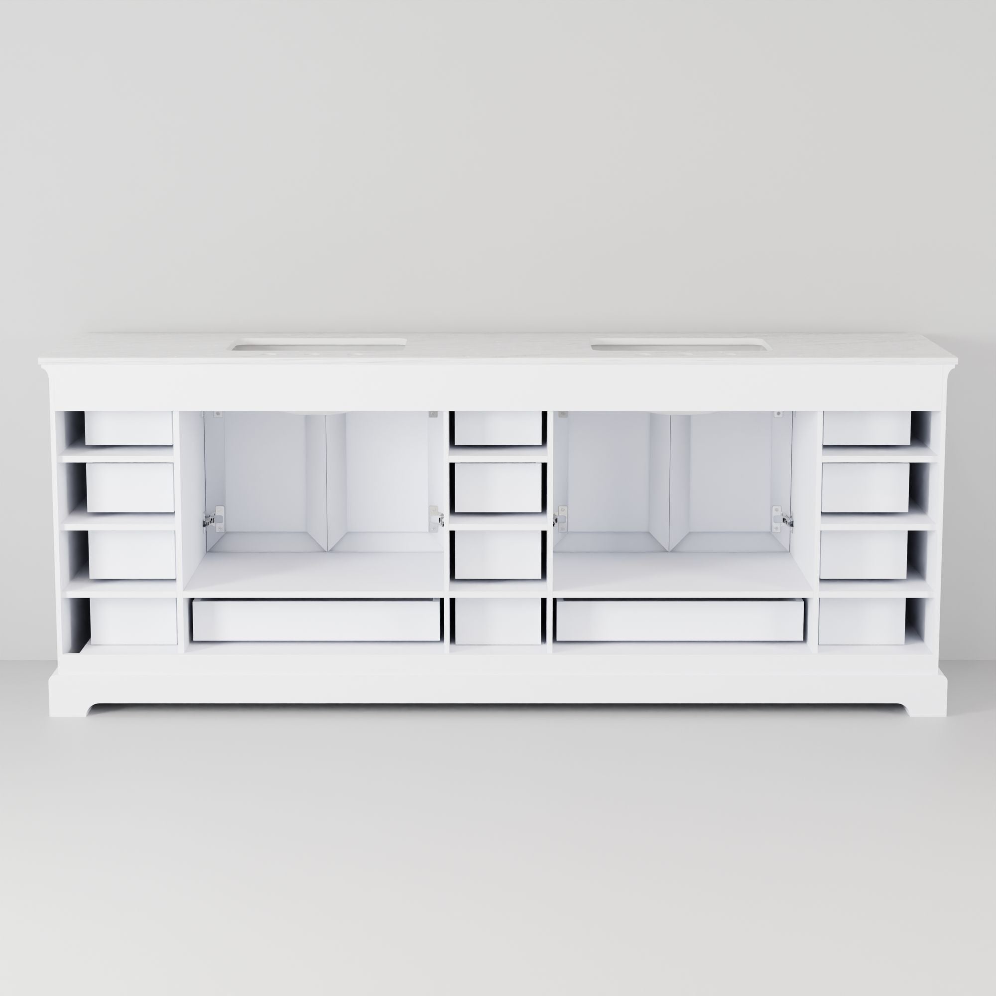 White Double Bath Vanity with Soft-Close Drawers and Ample Storage