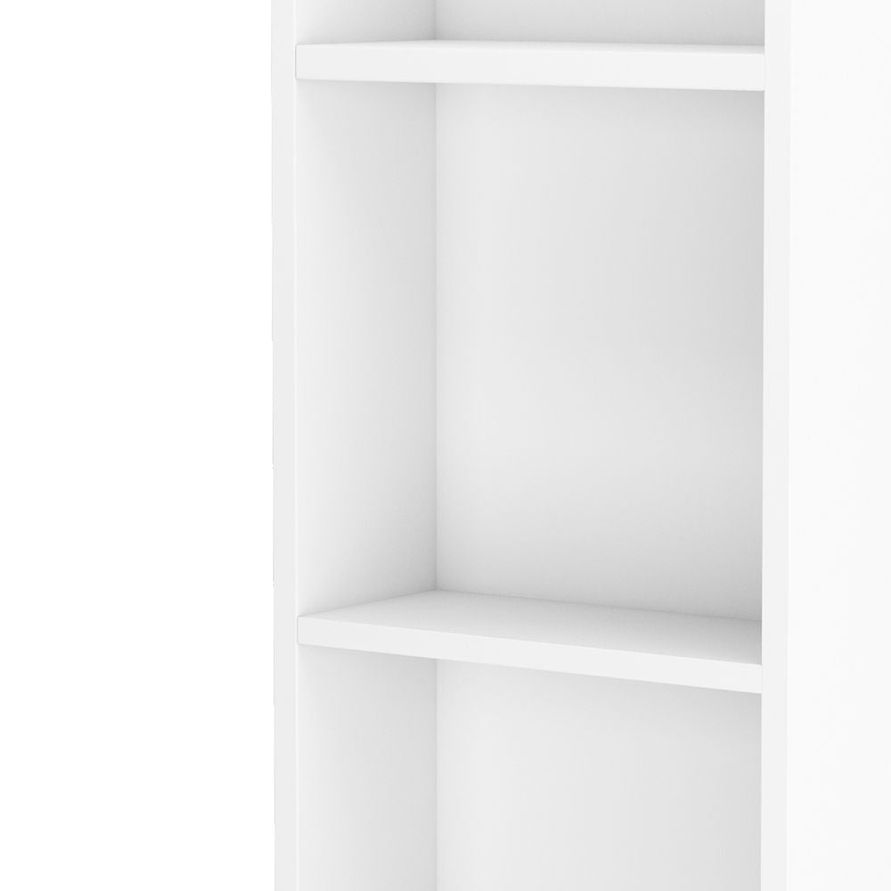White Embossed Tall Storage Cabinet – One Door, One Drawer, Three Compartments