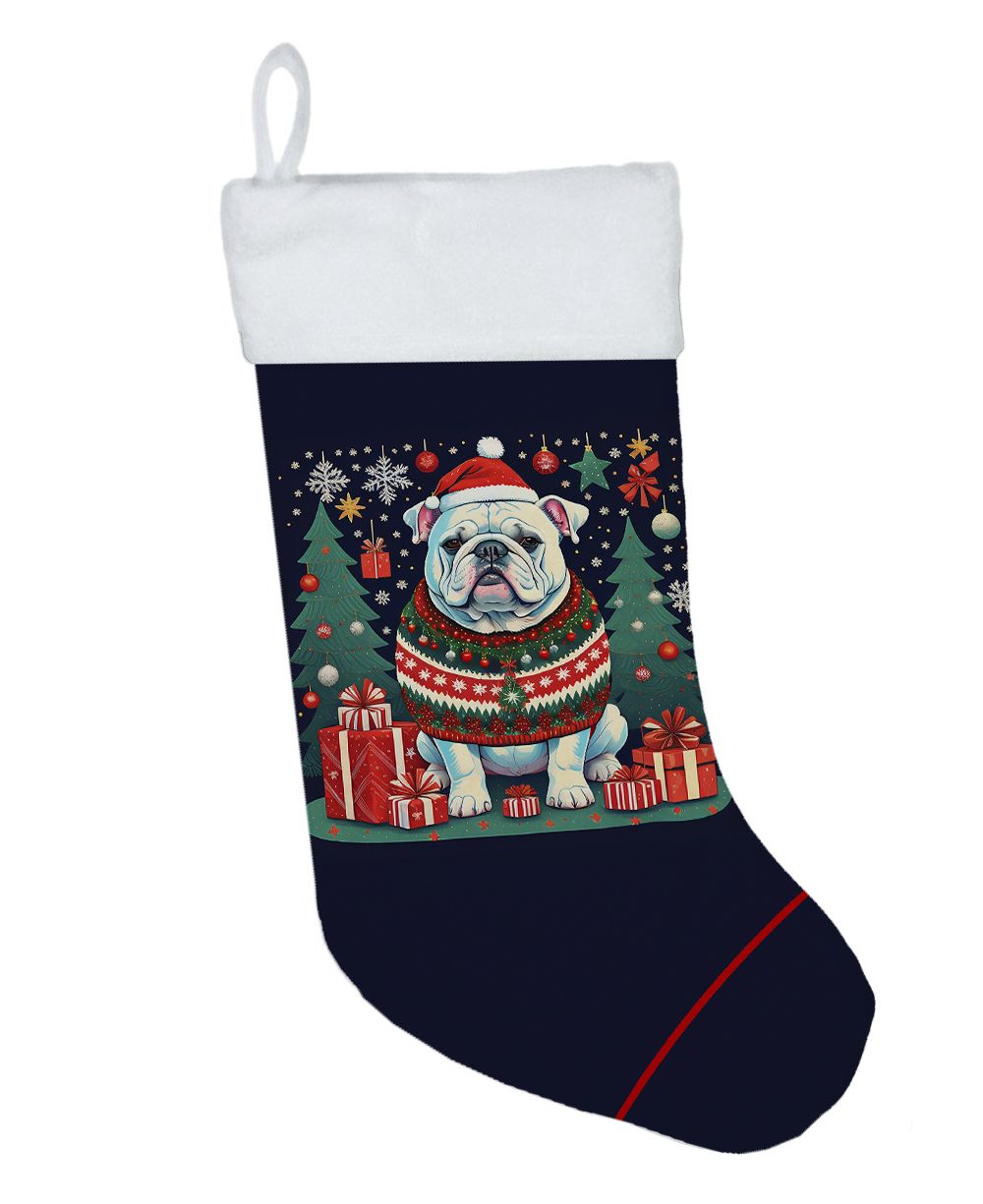 White English Bulldog Christmas Stocking