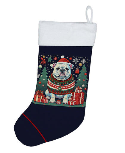 White English Bulldog Christmas Stocking