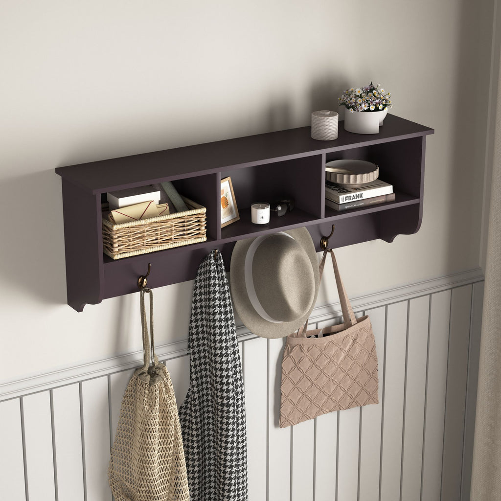 Entryway Coat Rack with Cubbies, Shelf, and Hooks