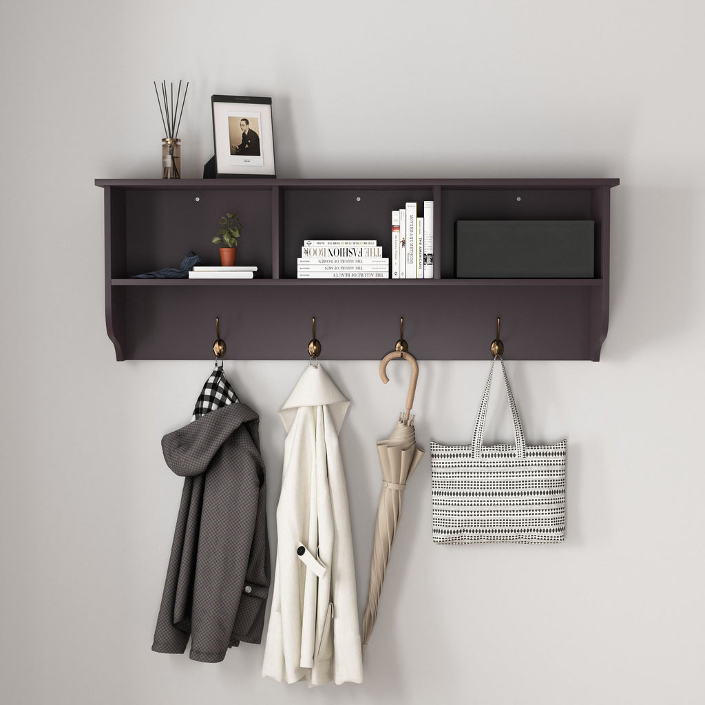 Entryway Coat Rack with Cubbies, Shelf, and Hooks
