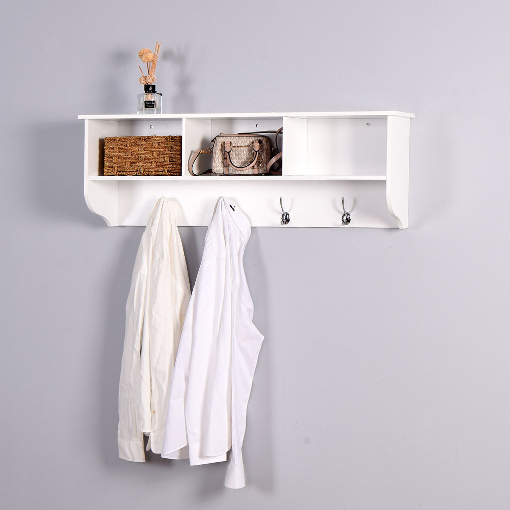 Entryway Coat Rack with Cubbies, Shelf, and Hooks