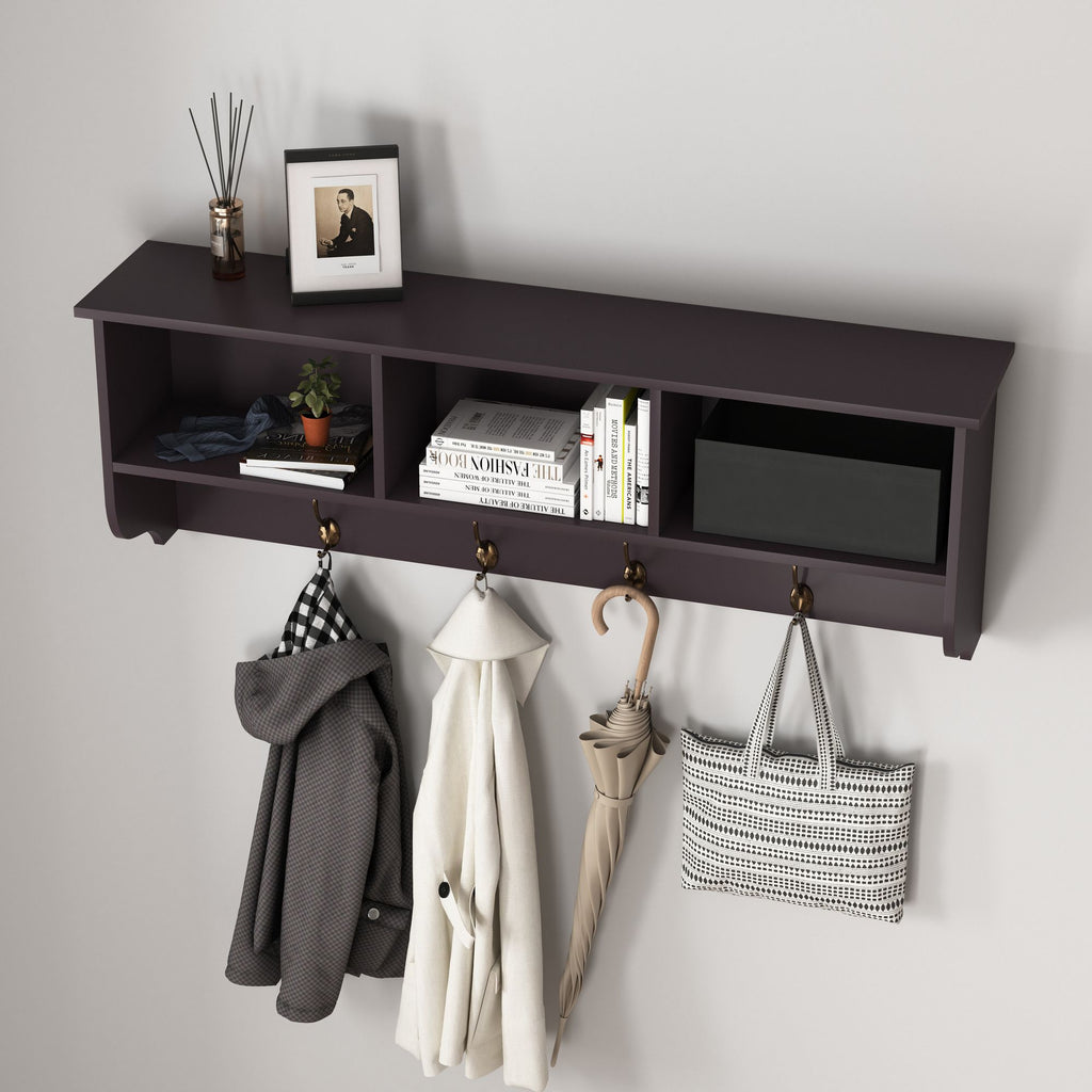 Entryway Coat Rack with Cubbies, Shelf, and Hooks