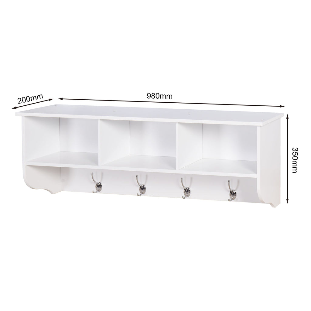 Entryway Coat Rack with Cubbies, Shelf, and Hooks