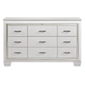 White Finish Dresser Bold Design 9 Drawers Glamorous Faux-Alligator Textured Fronts Wooden