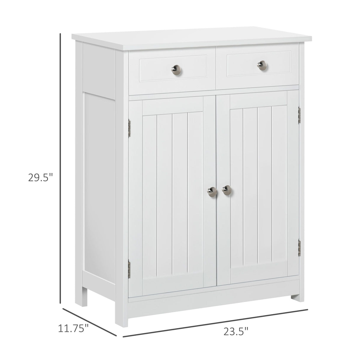 White Freestanding Bathroom Floor Cabinet with 2 Doors and 2 Drawers