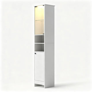 Narrow Bathroom Tall Storage Cabinet with Dimmable LED Light