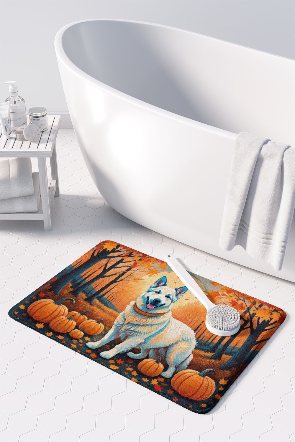 White German Shepherd Fall Memory Foam Mat