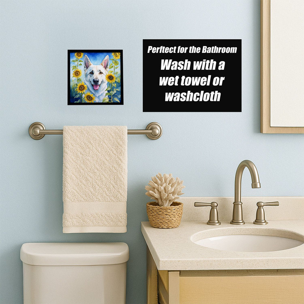 White German Shepherd in Sunflowers Wall Art