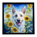 White German Shepherd in Sunflowers Wall Art