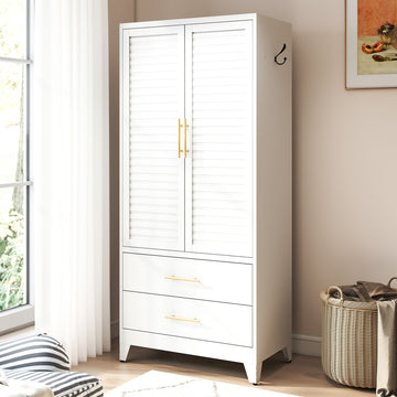 White Wardrobe with Flexible Divided Storage