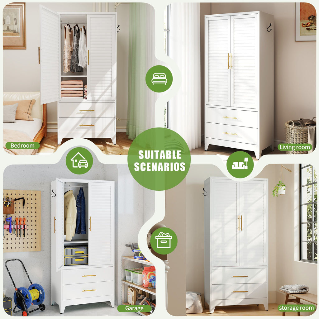 White Wardrobe with Flexible Divided Storage