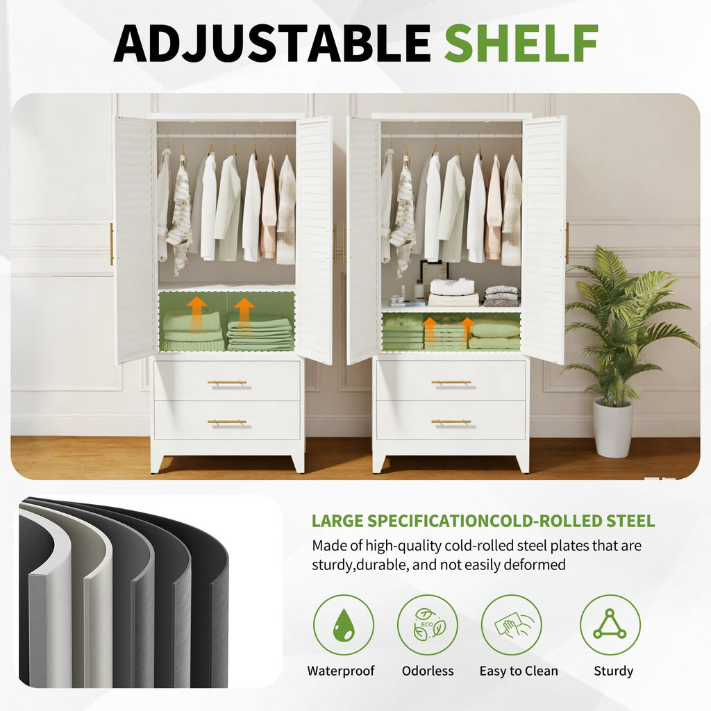 White Wardrobe with Flexible Divided Storage