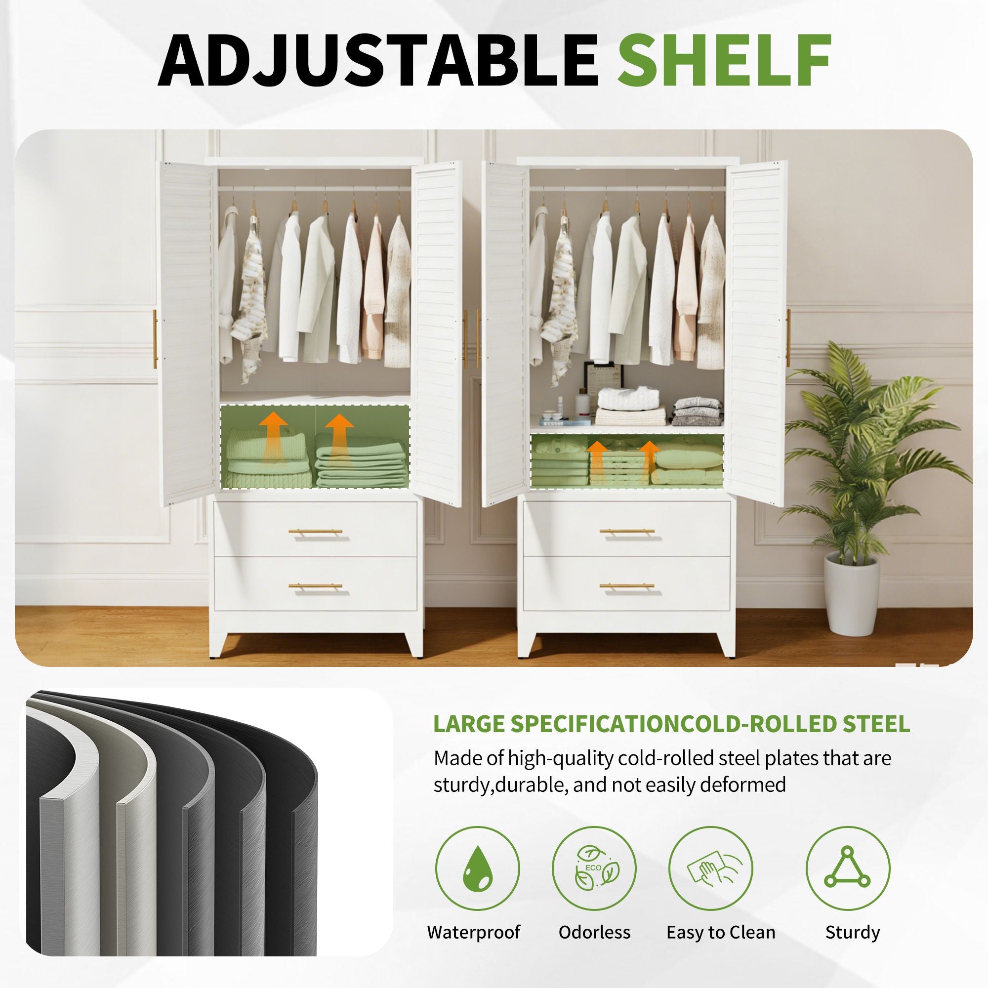 White Wardrobe with Flexible Divided Storage