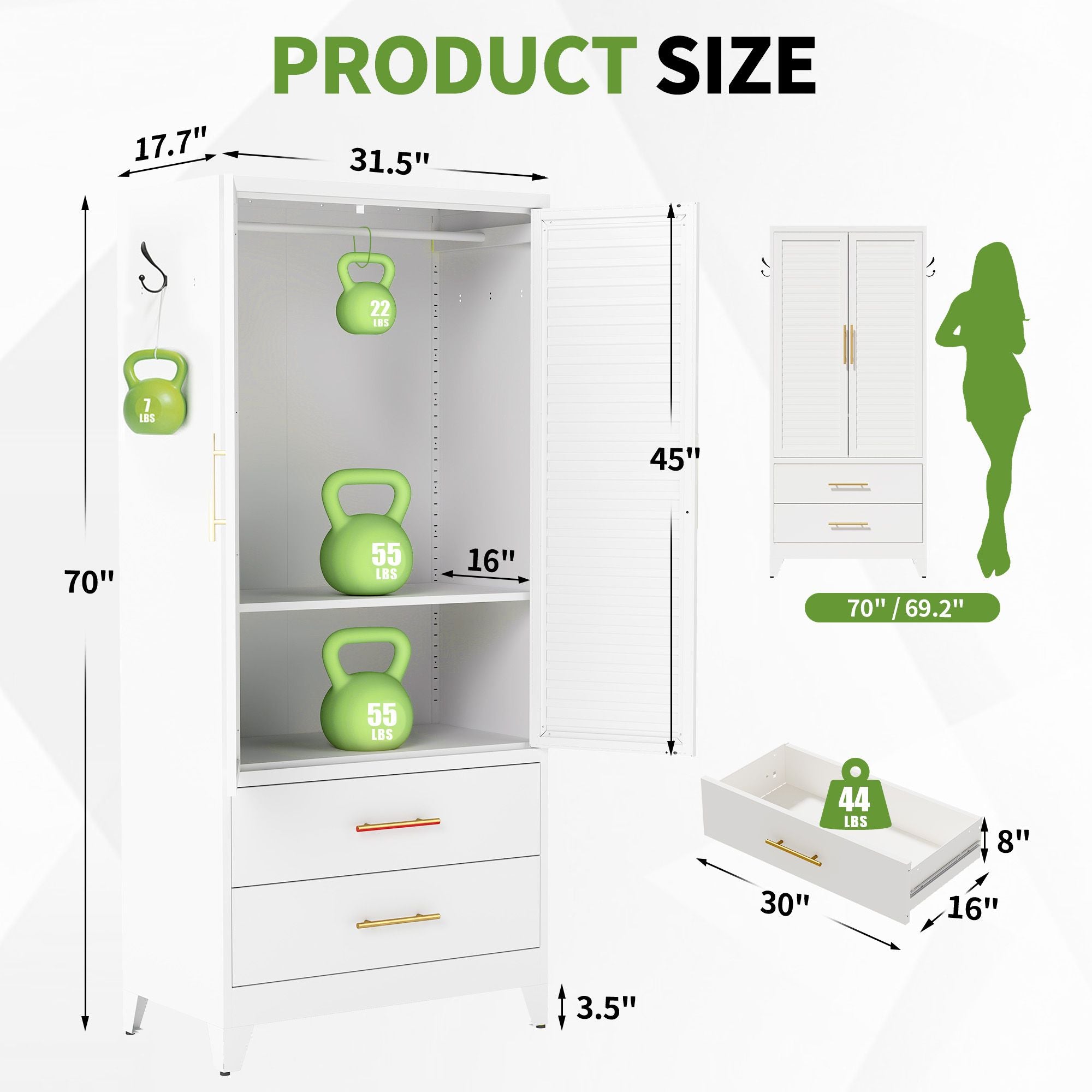 White Wardrobe with Flexible Divided Storage