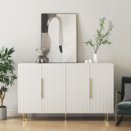 White Fluted Buffet Cabinet with Adjustable Shelving