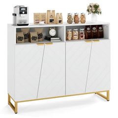 Modern White Sideboard with Irregular Cabinet Doors