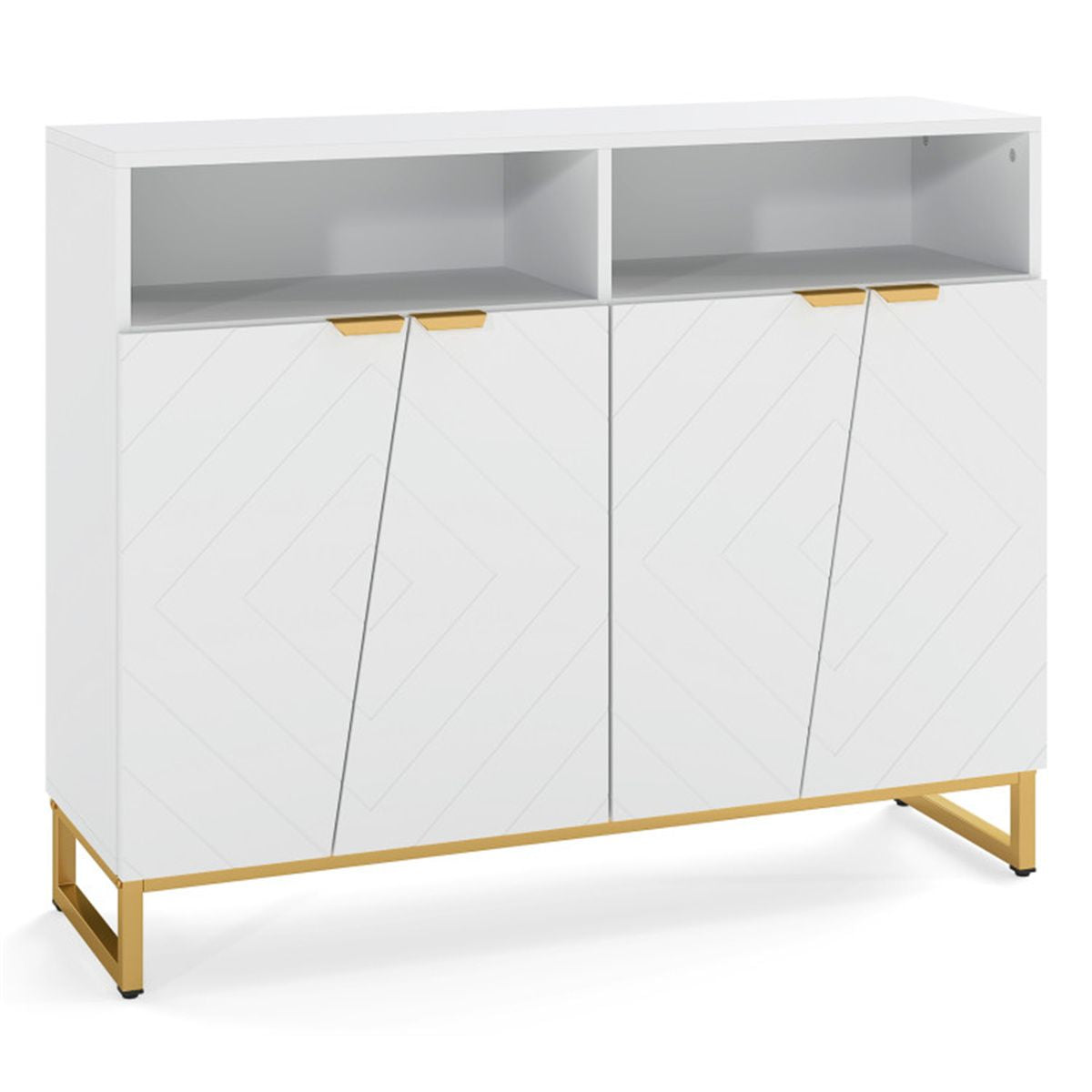 Modern White Sideboard with Irregular Cabinet Doors