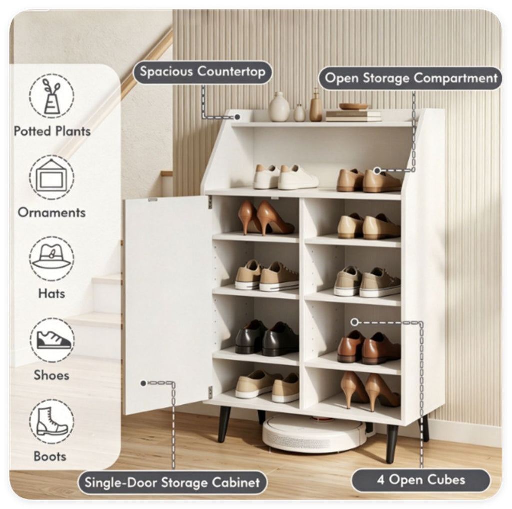 Flexible Entryway Shoe Cabinet with Open and Enclosed Storage